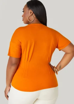 Sale Ashley Stewart Metallic Queen Graphic Tee Marmalade