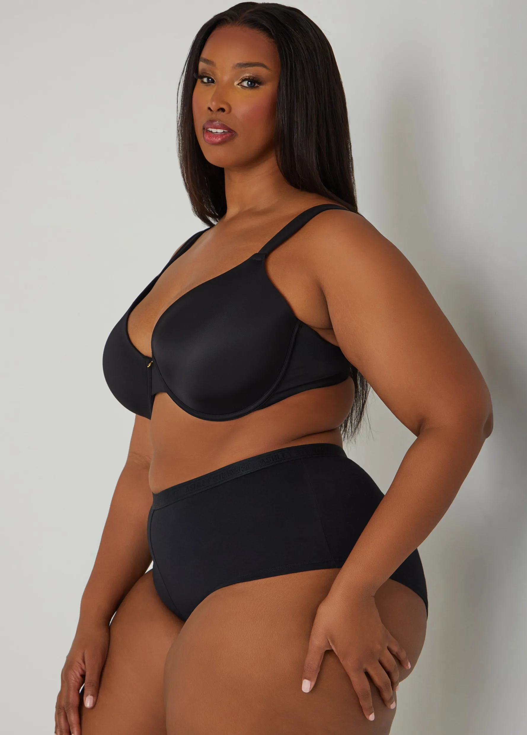 Clearance Ashley Stewart Micro Underwire T Shirt Bra Black
