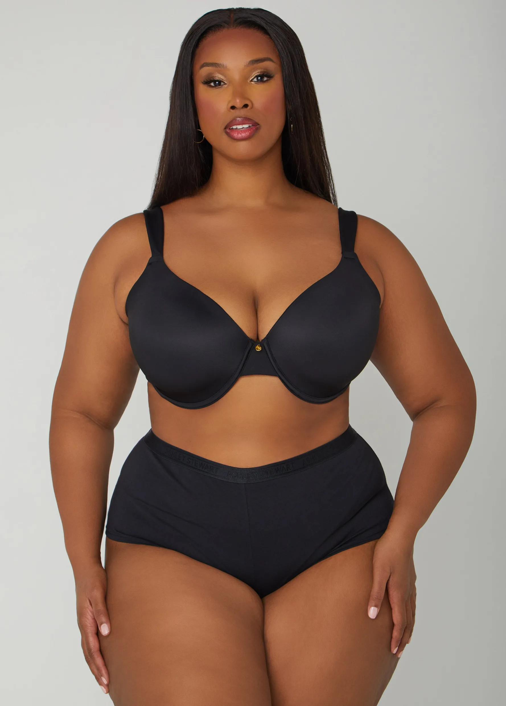 Clearance Ashley Stewart Micro Underwire T Shirt Bra Black