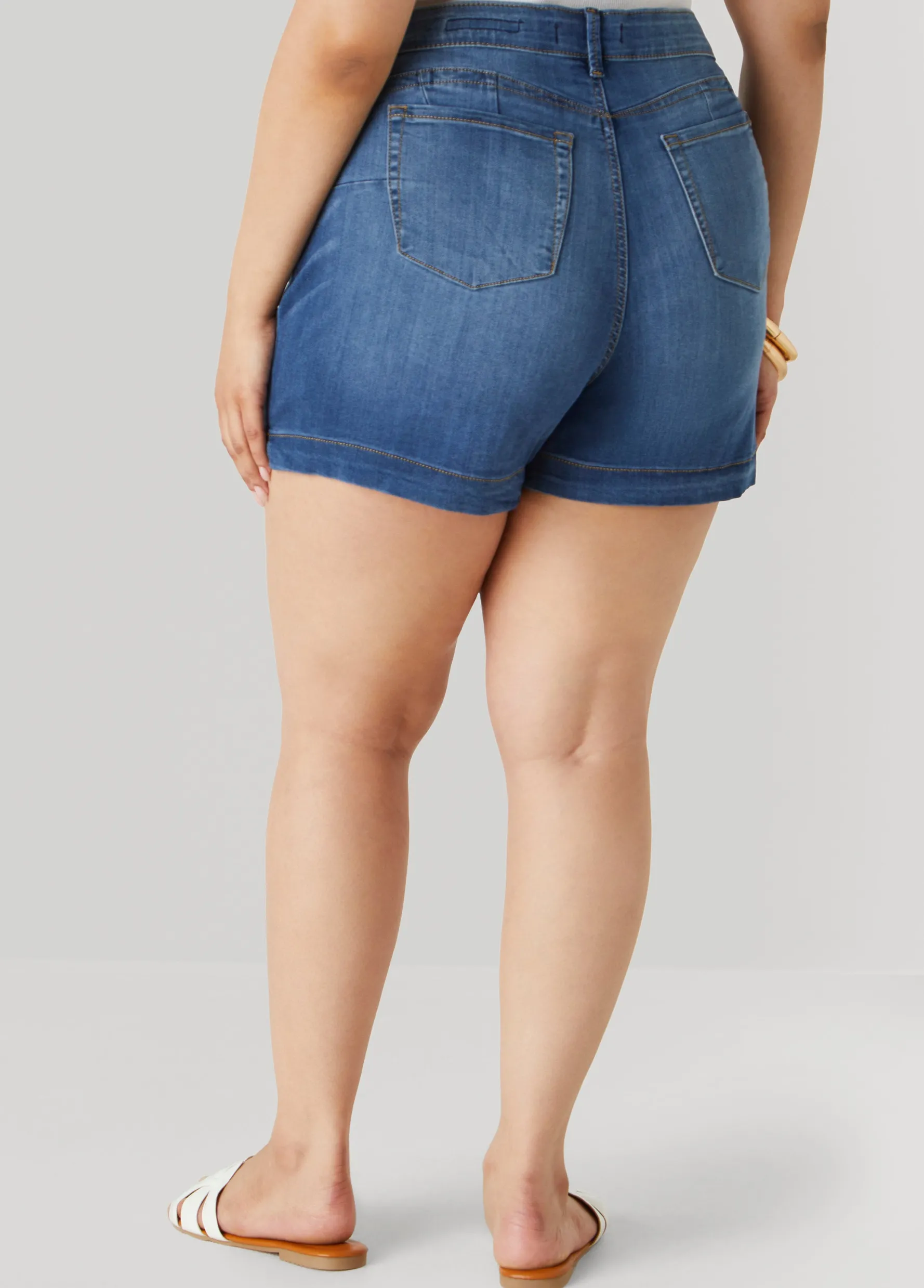 Sale Ashley Stewart Mid Rise Denim Shorts