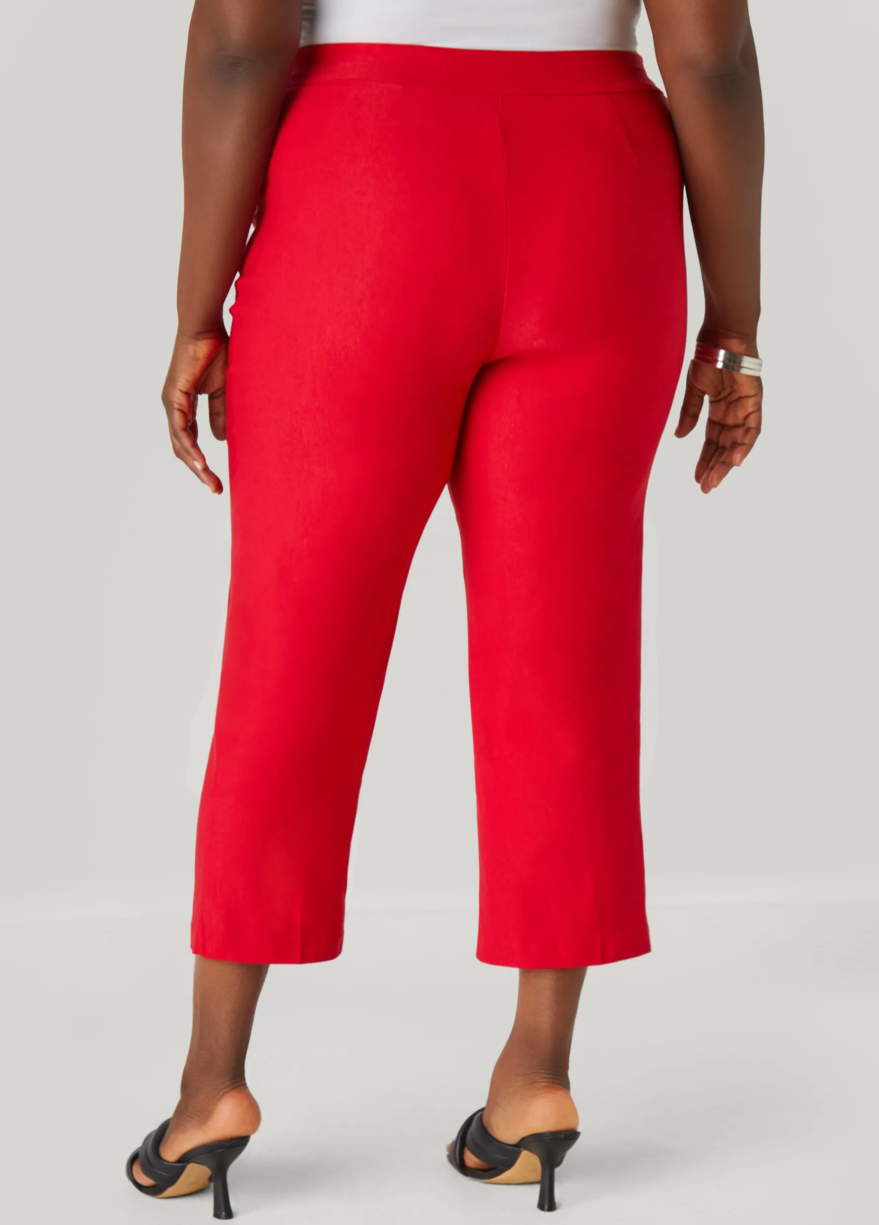 New Ashley Stewart Mid Rise Pull On Capris