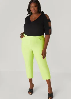 New Ashley Stewart Mid Rise Pull On Capris