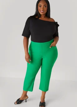New Ashley Stewart Mid Rise Pull On Capris