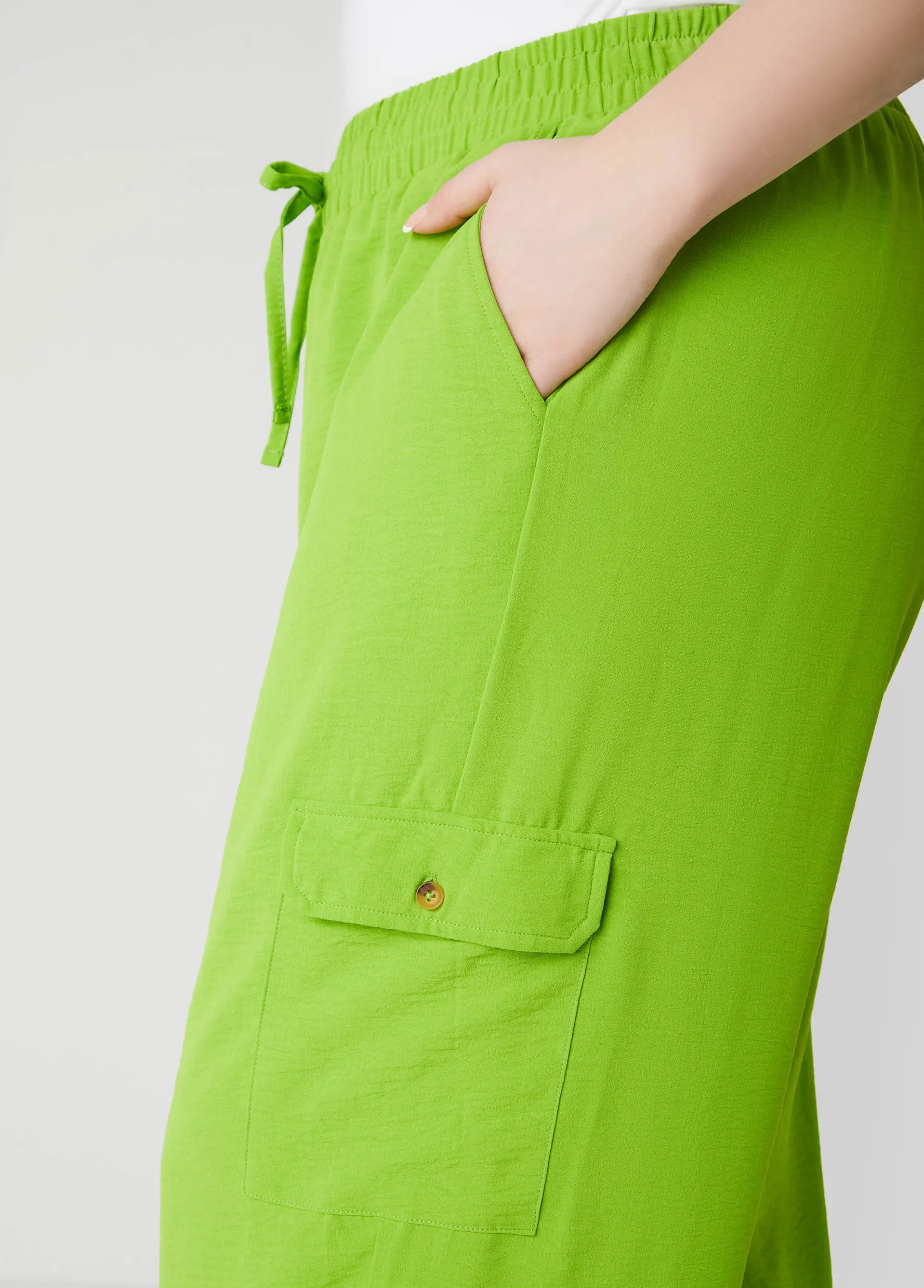 Sale Ashley Stewart Mid Rise Textured Cargo Pants