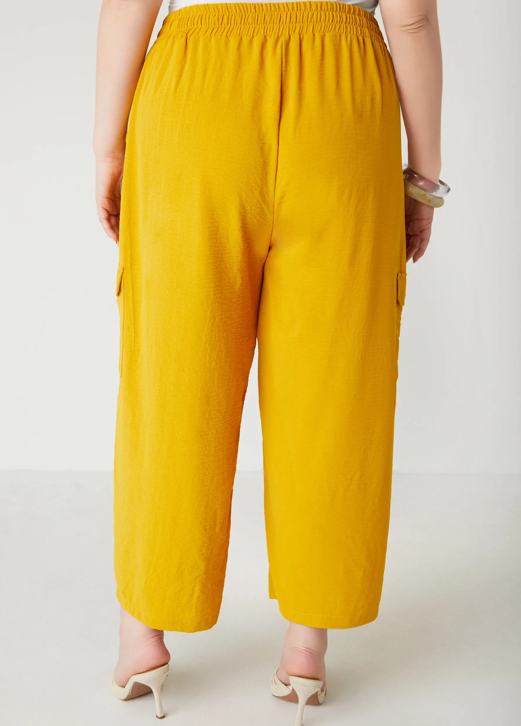 Sale Ashley Stewart Mid Rise Textured Cargo Pants