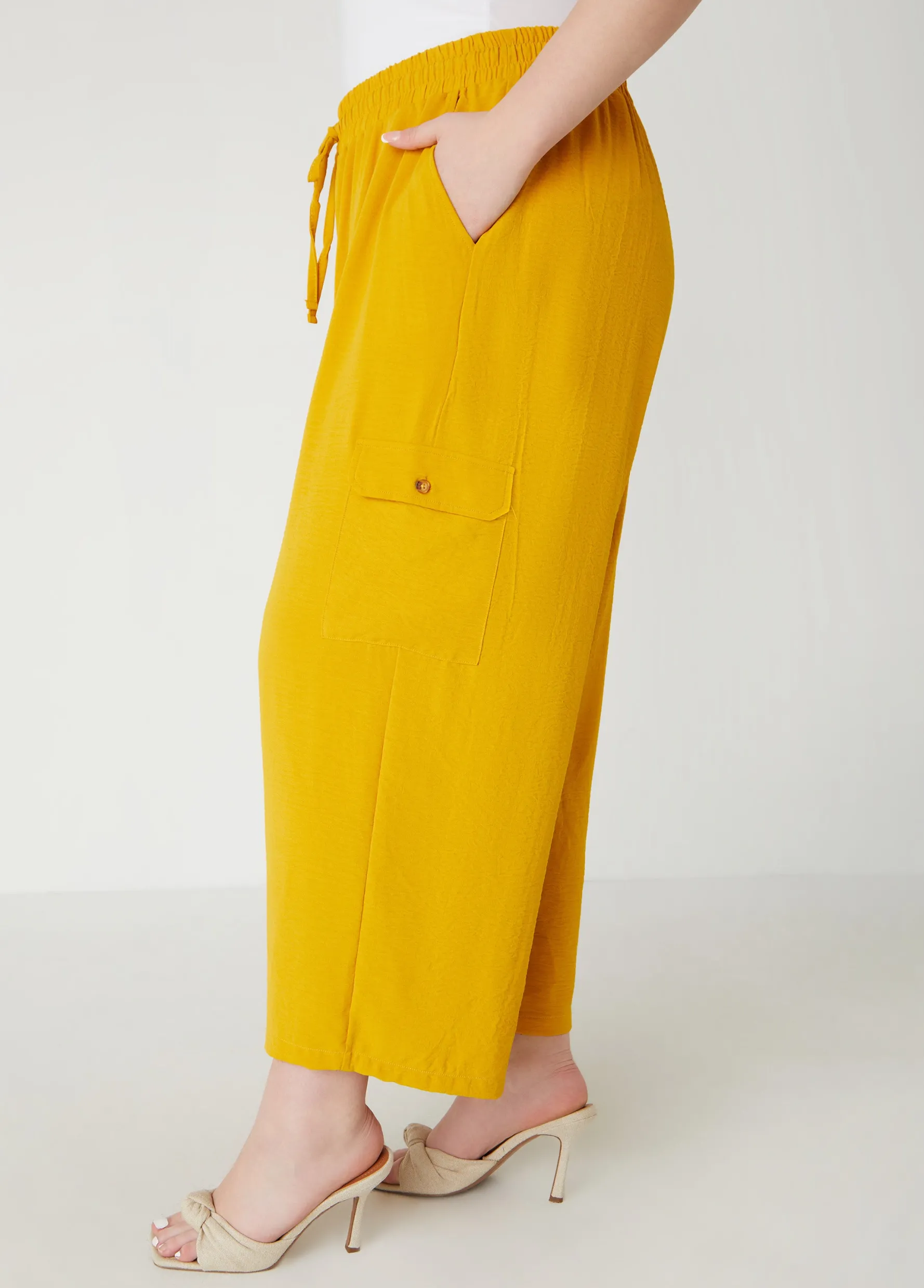 Sale Ashley Stewart Mid Rise Textured Cargo Pants