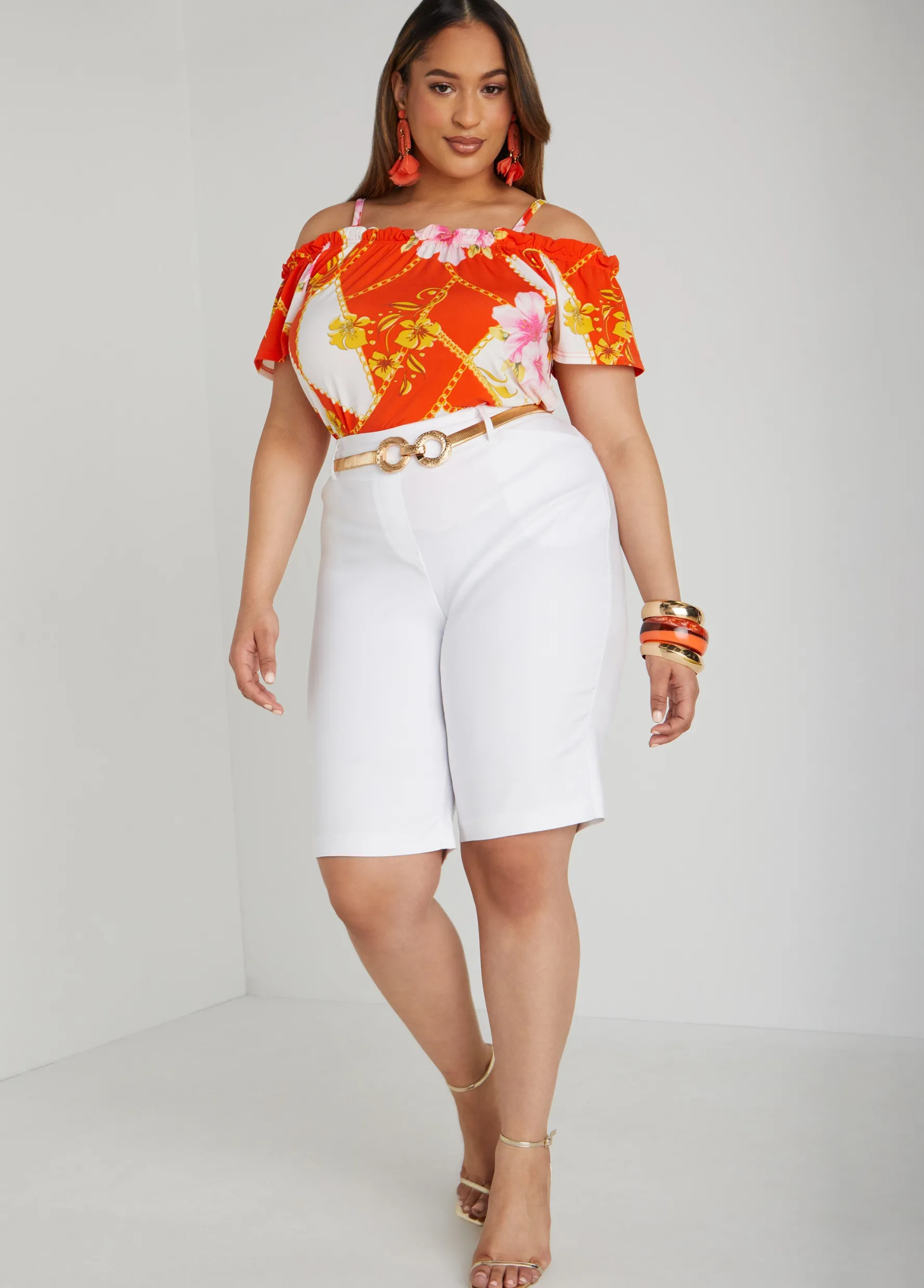 Hot Ashley Stewart Millennium Bermuda Shorts White