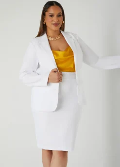 Sale Ashley Stewart Millennium Button Front Blazer White