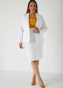 Sale Ashley Stewart Millennium Button Front Blazer White