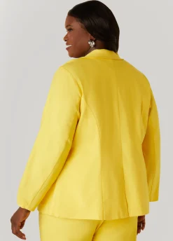 Fashion Ashley Stewart Millennium Button Front Blazer Maize