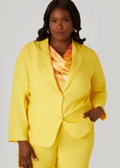 Fashion Ashley Stewart Millennium Button Front Blazer Maize