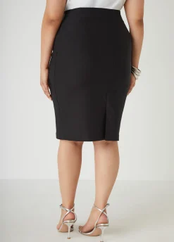 New Ashley Stewart Millennium Crepe Pencil Skirt Black