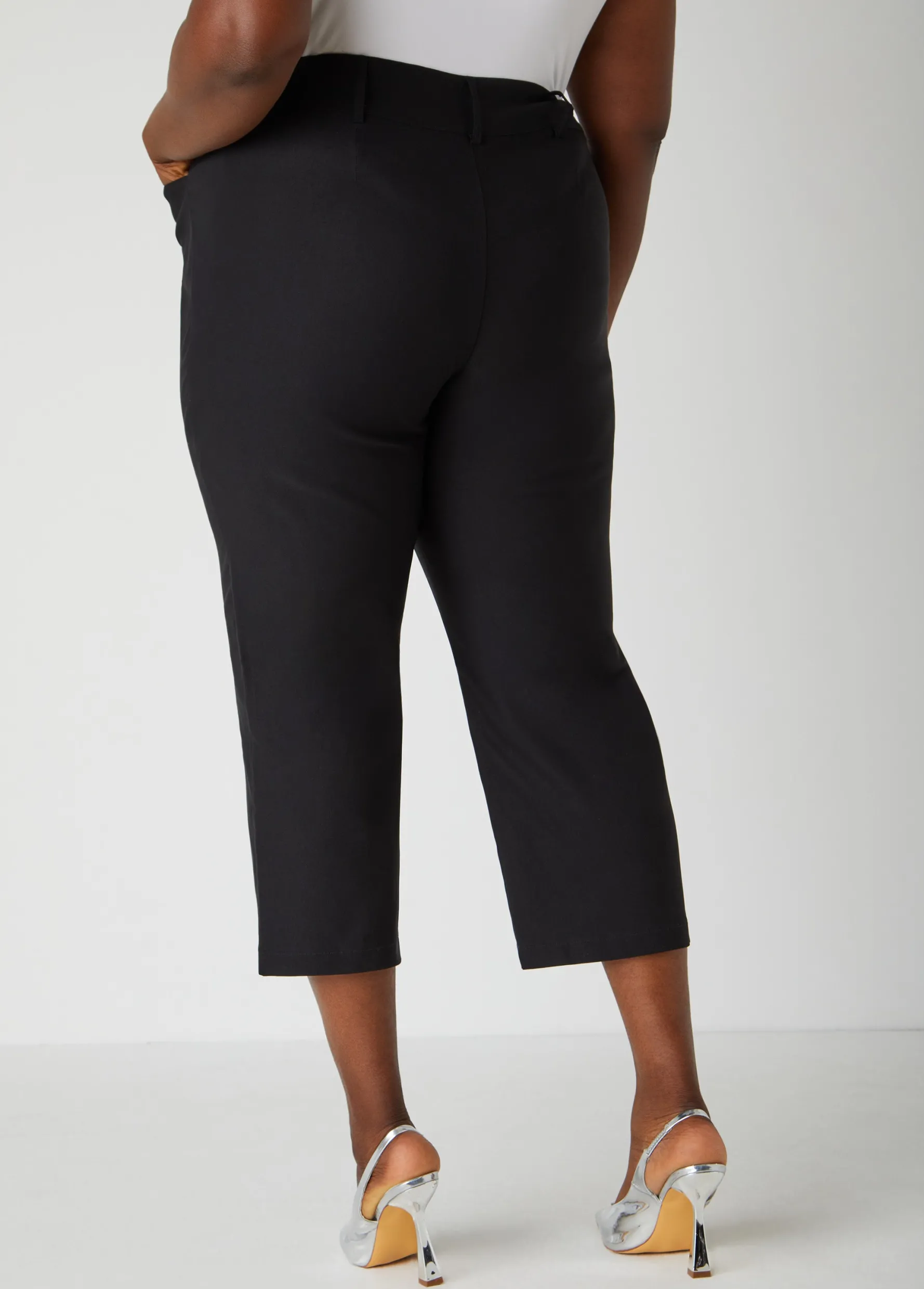 Clearance Ashley Stewart Millennium Cropped Mid Rise Pants Black