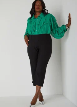 Clearance Ashley Stewart Millennium Cropped Mid Rise Pants Black