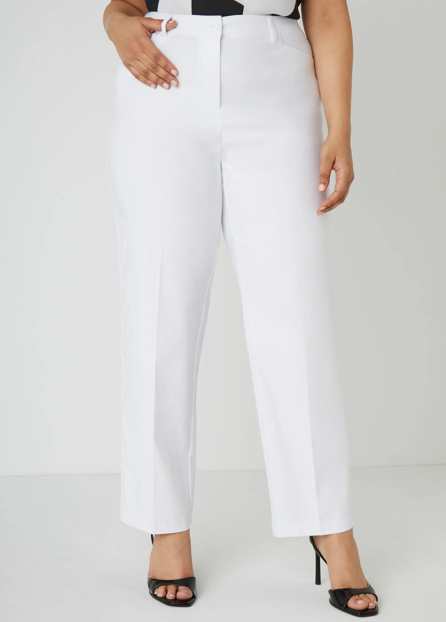 Discount Ashley Stewart Millennium Mid Rise Trousers White