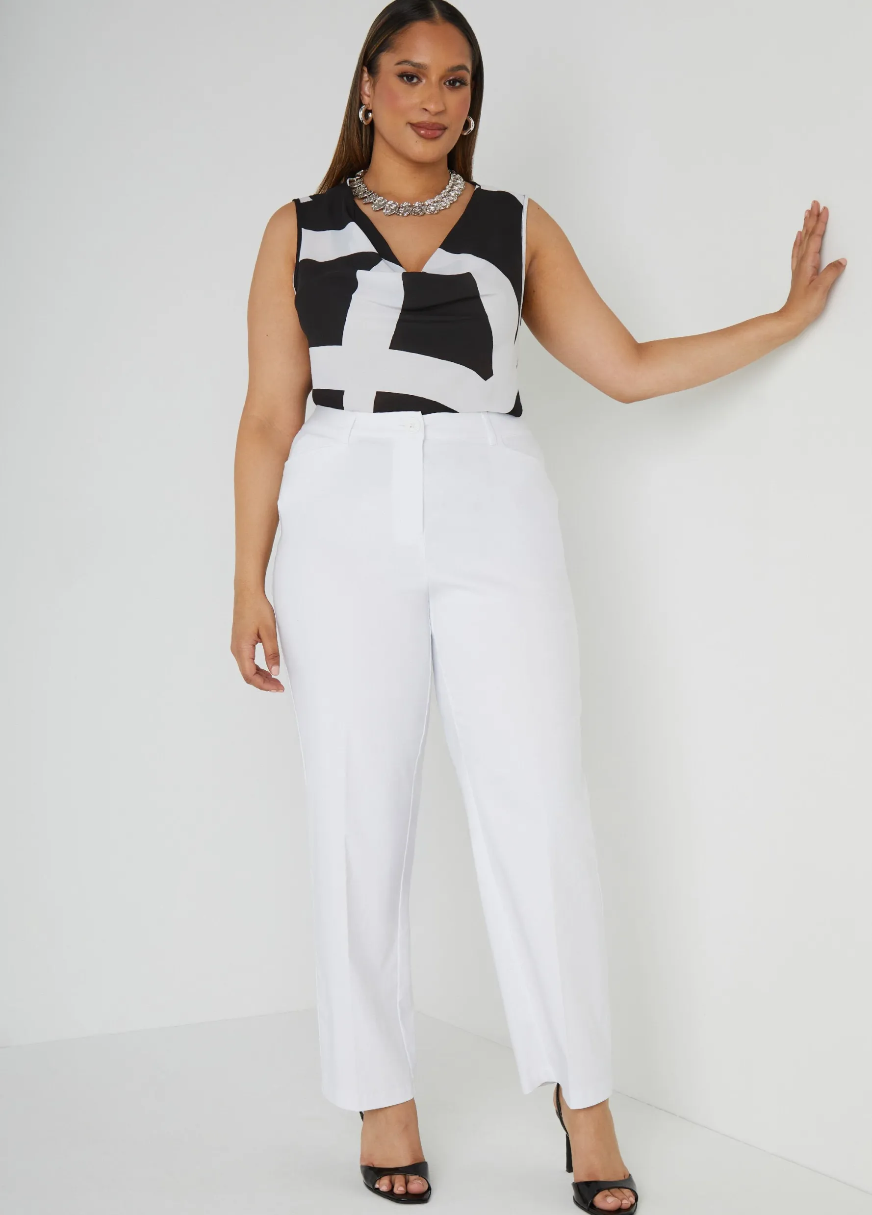 Discount Ashley Stewart Millennium Mid Rise Trousers White