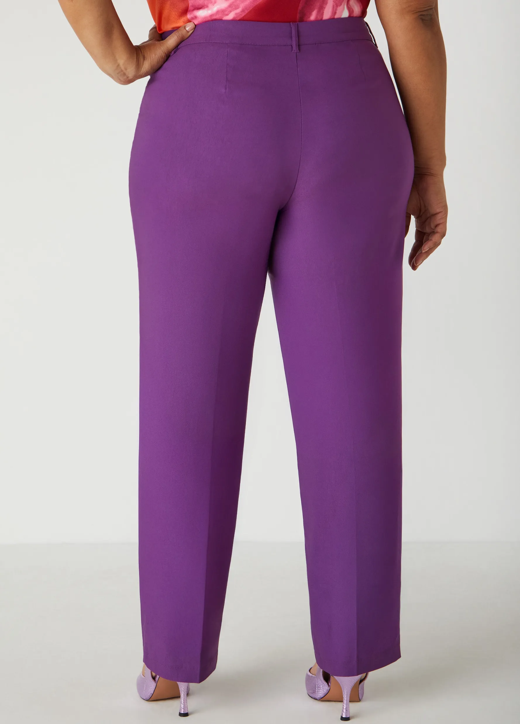 Fashion Ashley Stewart Millennium Stretch Twill Pants Purple Magic
