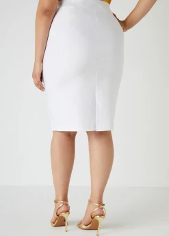 New Ashley Stewart Millennium Twill Pencil Skirt White