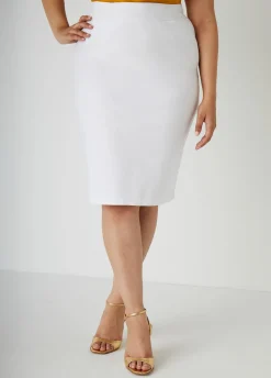 New Ashley Stewart Millennium Twill Pencil Skirt White