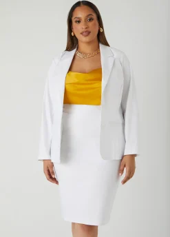 New Ashley Stewart Millennium Twill Pencil Skirt White