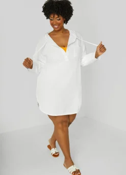 Outlet Ashley Stewart Nicole Miller Cotton Cover Up White