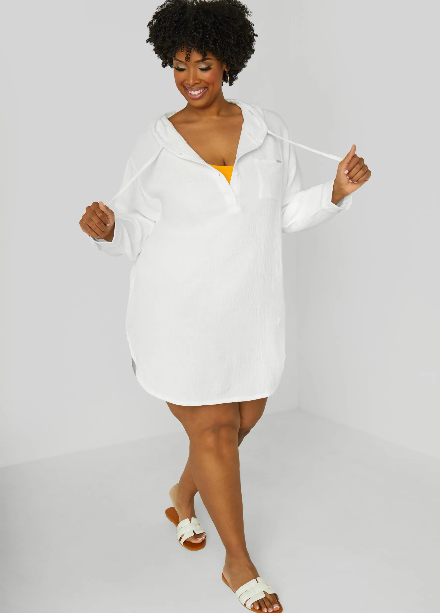 Outlet Ashley Stewart Nicole Miller Cotton Cover Up White