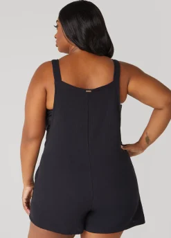 Best Ashley Stewart Nicole Miller Cotton Coverup Romper Black