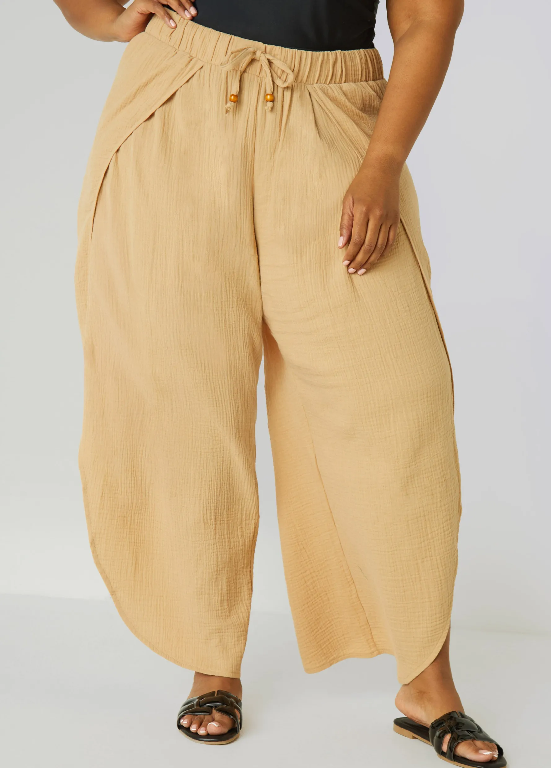 Outlet Ashley Stewart Nicole Miller Cover Up Pants Tan