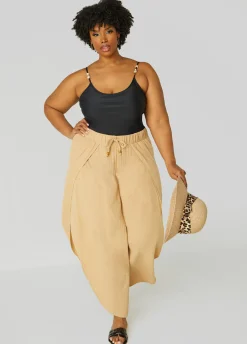Outlet Ashley Stewart Nicole Miller Cover Up Pants Tan