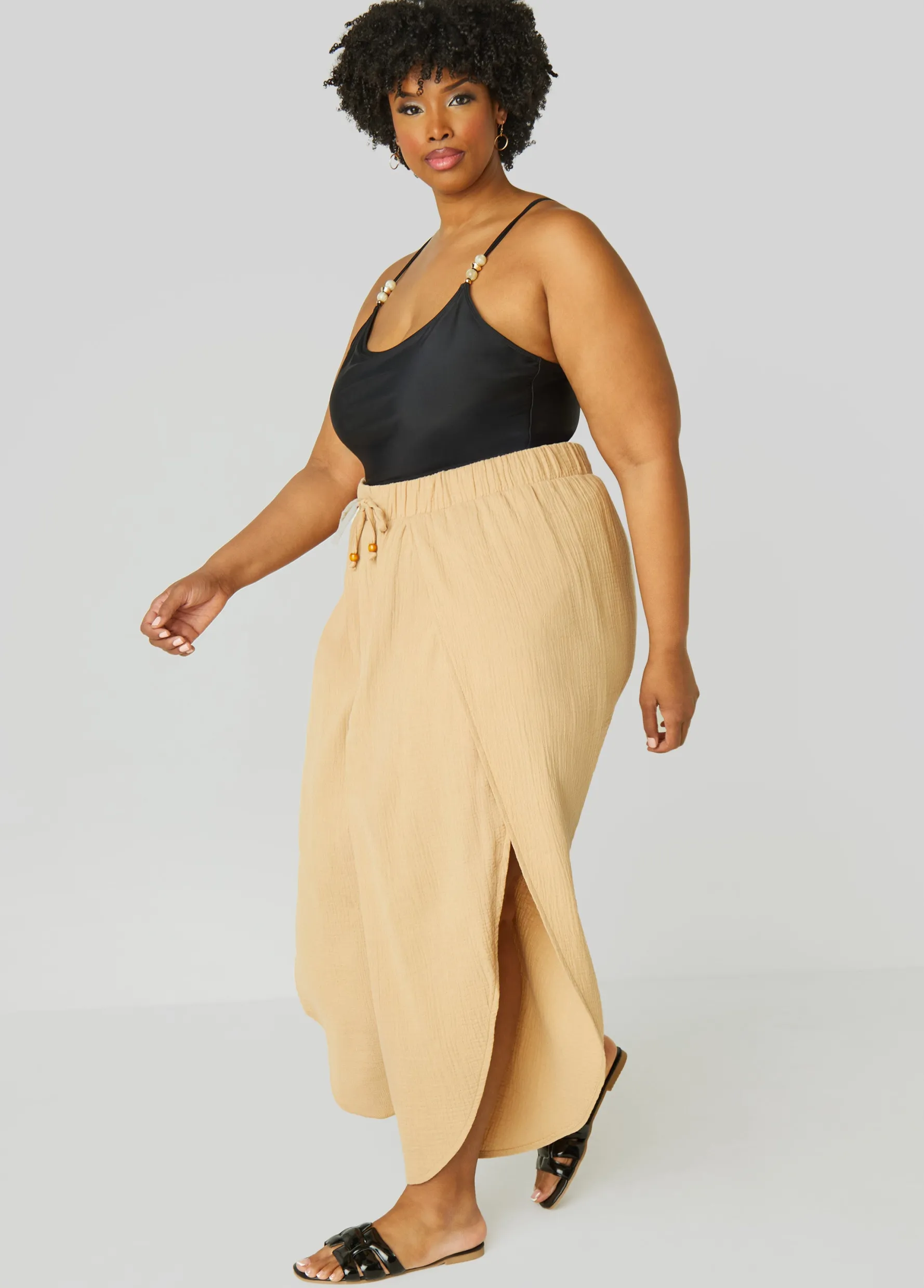 Outlet Ashley Stewart Nicole Miller Cover Up Pants Tan
