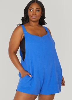 Sale Ashley Stewart Nicole Miller Coverup Romper Cobalt