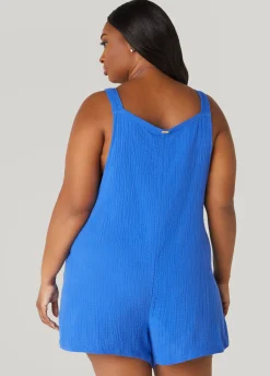 Sale Ashley Stewart Nicole Miller Coverup Romper Cobalt