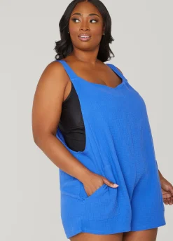 Sale Ashley Stewart Nicole Miller Coverup Romper Cobalt