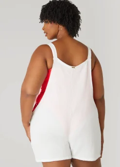 Fashion Ashley Stewart Nicole Miller Gauze Coverup Romper White