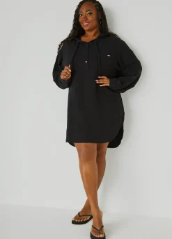 New Ashley Stewart Nicole Miller Textured Cover Up Black