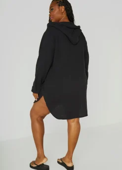 New Ashley Stewart Nicole Miller Textured Cover Up Black