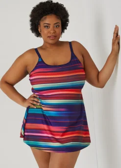 Best Ashley Stewart Noon Swim Striped Swimdress Multi