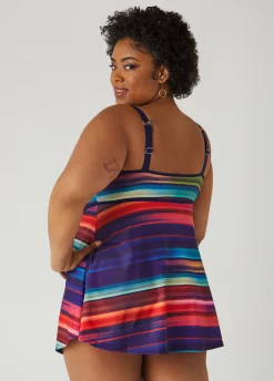 Best Ashley Stewart Noon Swim Striped Swimdress Multi