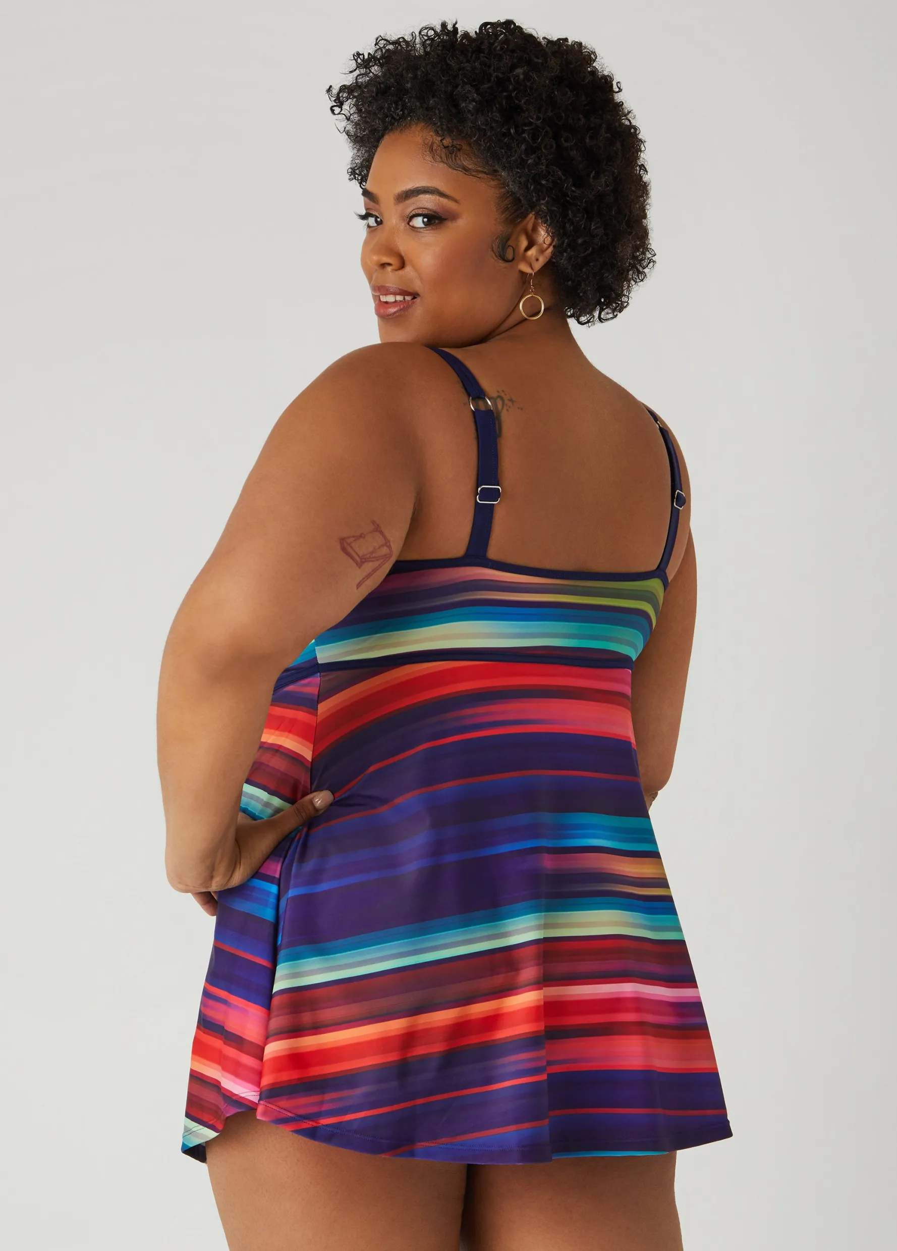 Best Ashley Stewart Noon Swim Striped Swimdress Multi