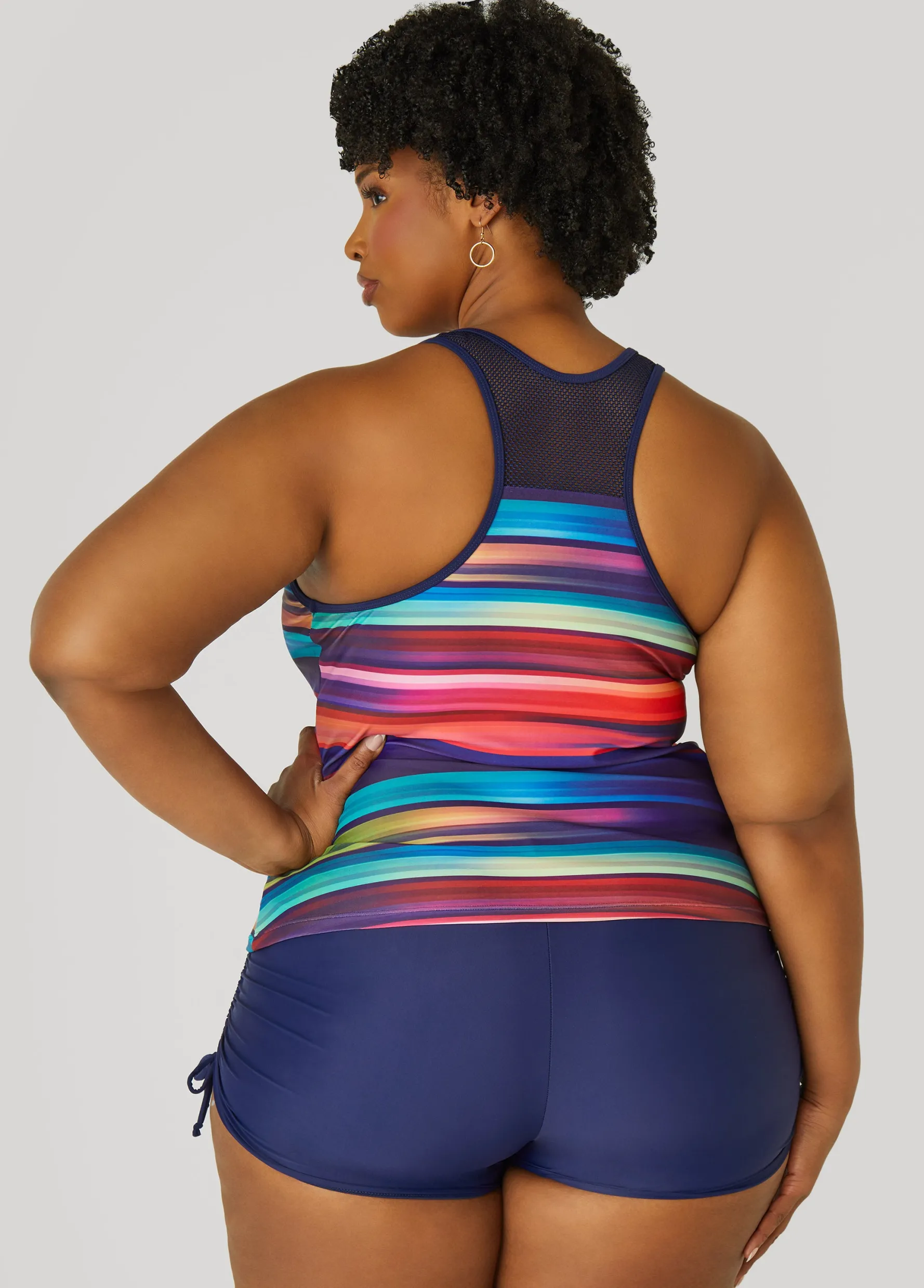 Hot Ashley Stewart Noon Swim Striped Tankini Set Multi