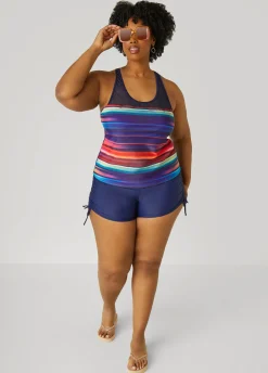Hot Ashley Stewart Noon Swim Striped Tankini Set Multi