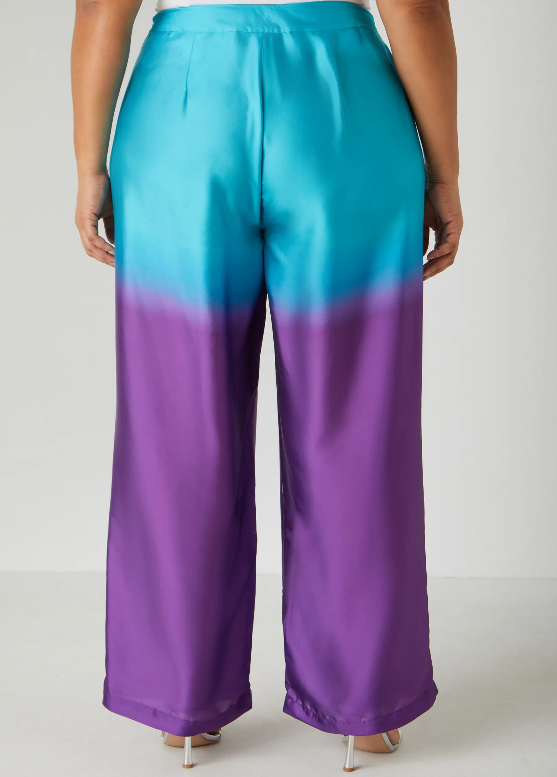 Online Ashley Stewart Ombre Satin Wide Leg Pants Purple Magic