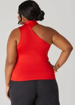 Discount Ashley Stewart One Shoulder Scarf Neck Top