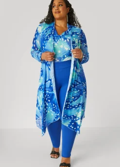 Best Ashley Stewart Open Front Abstract Mesh Duster Multi