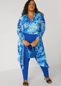 Best Ashley Stewart Open Front Abstract Mesh Duster Multi