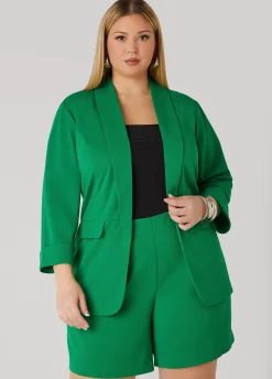 Discount Ashley Stewart Open Front Cuffed Blazer