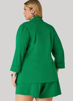 Discount Ashley Stewart Open Front Cuffed Blazer