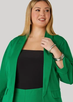 Discount Ashley Stewart Open Front Cuffed Blazer