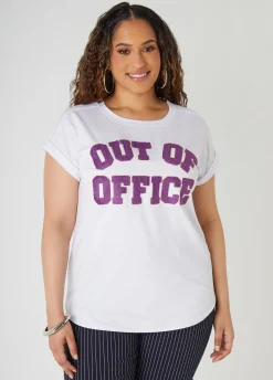 Best Ashley Stewart Out Of Office Tee White
