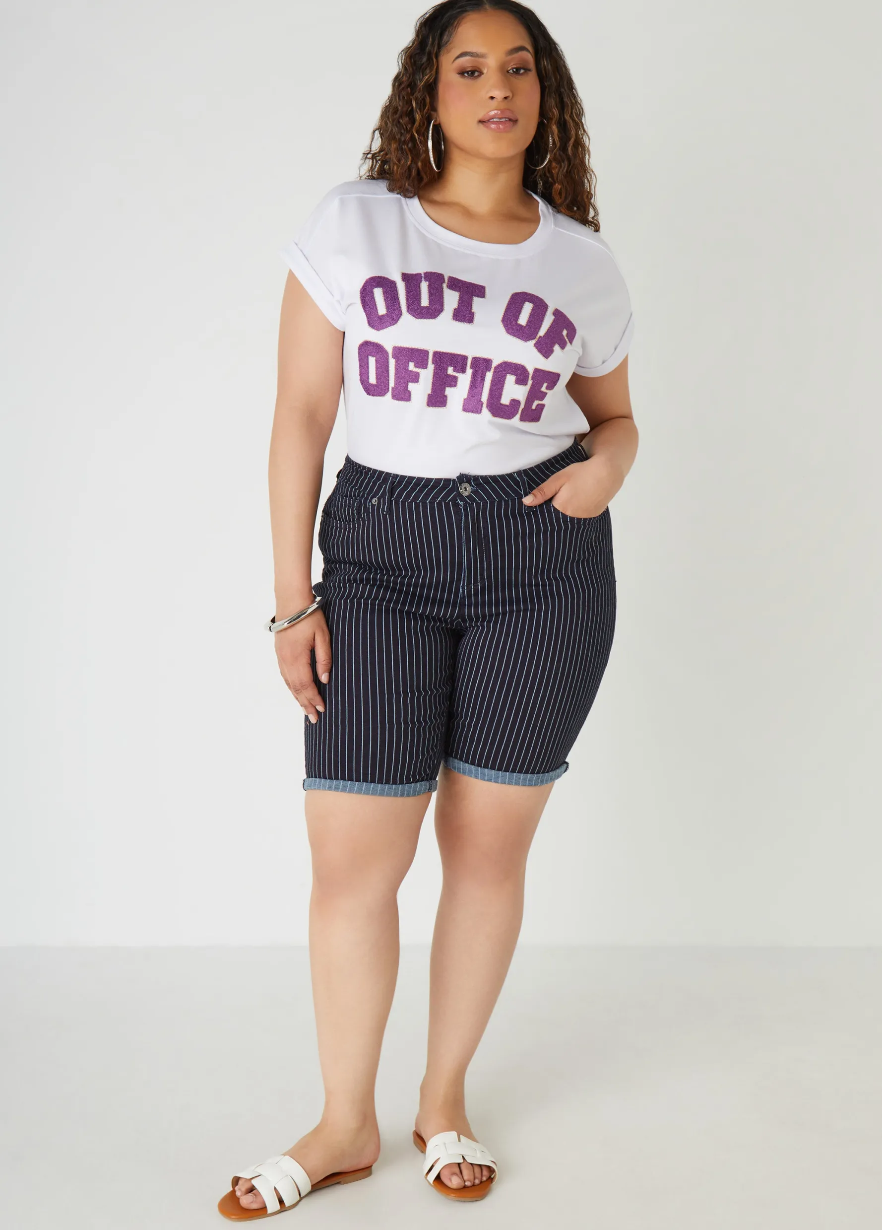 Best Ashley Stewart Out Of Office Tee White